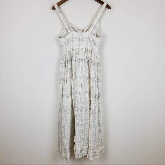 Shona Joy Tie Front Cream Linen Blend Midi Dress - Picture 9 of 9